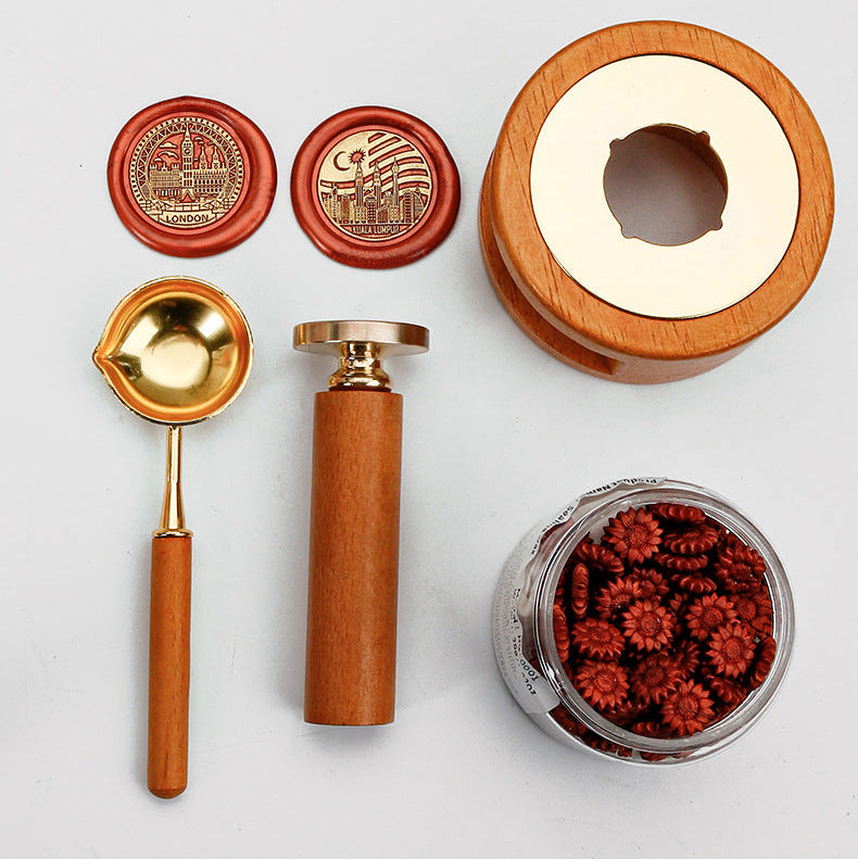 ART EMBOSS Wooden Handle Wax Seal Spoon & Furnace Set