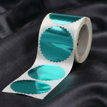 ART EMBOSS Blank Embosser Stickers 50mm Blue Gold Gear (50pcs)