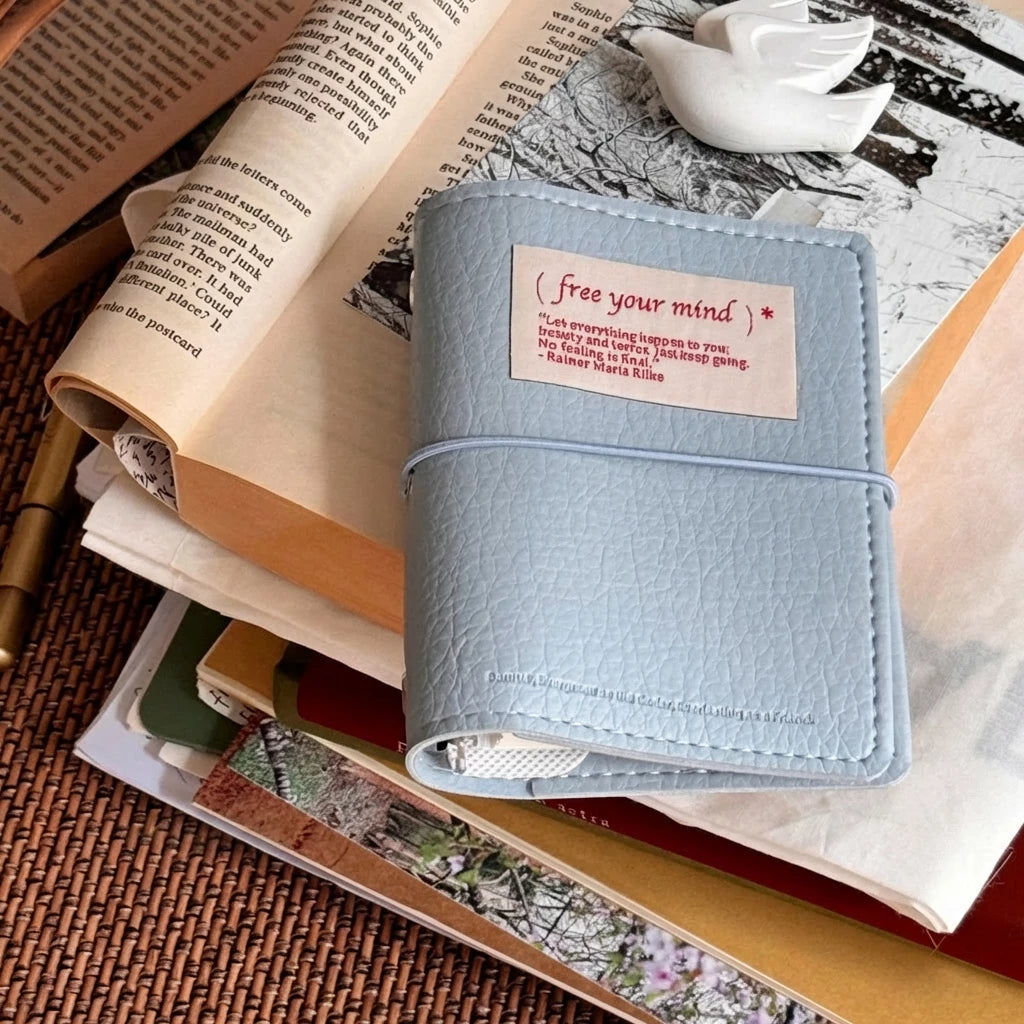 ART EMBOSS M5 Pocket Soft Leather Refillable Organiser Blue Grey