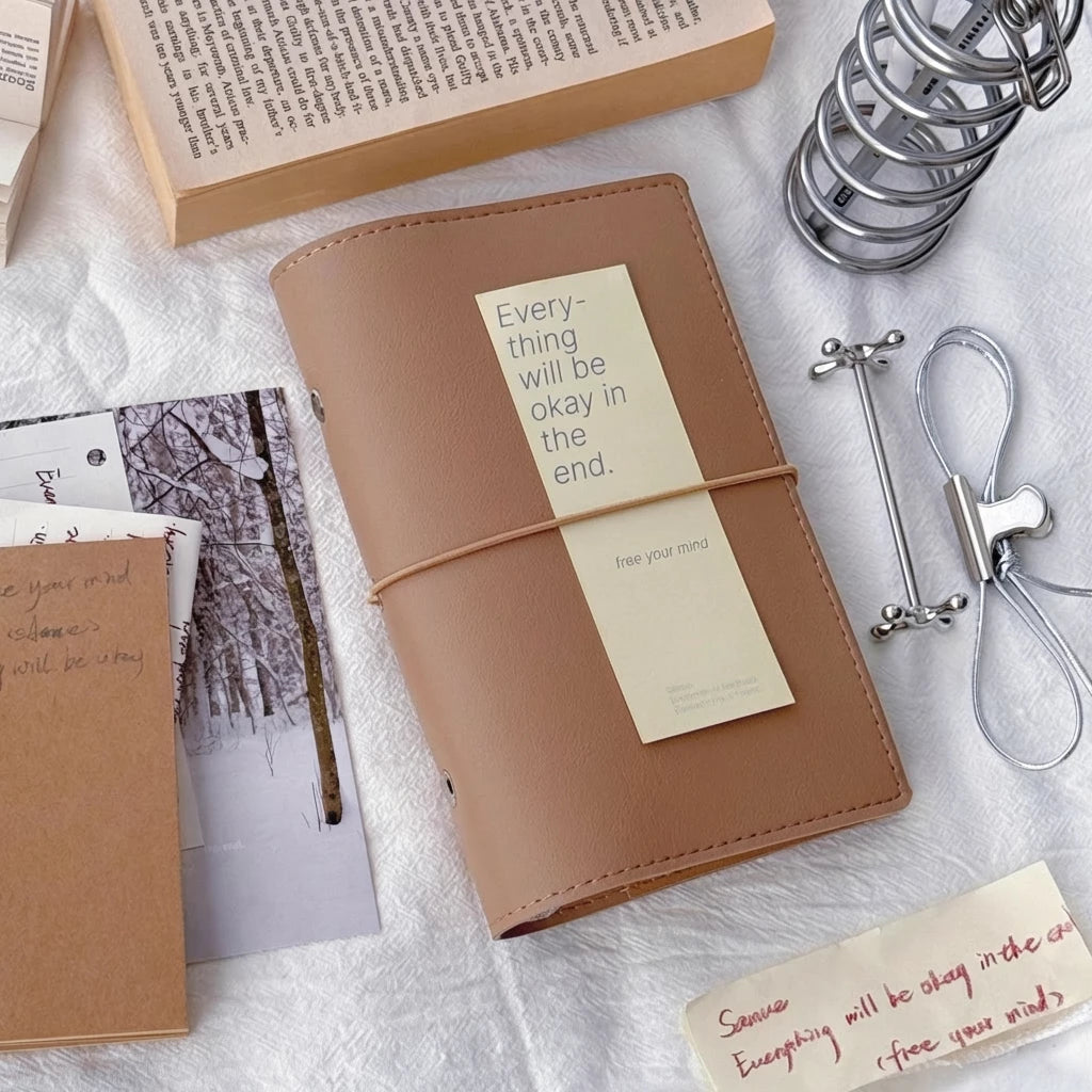 ART EMBOSS A6per Minimal Leather Refillable Organiser Camel Brown