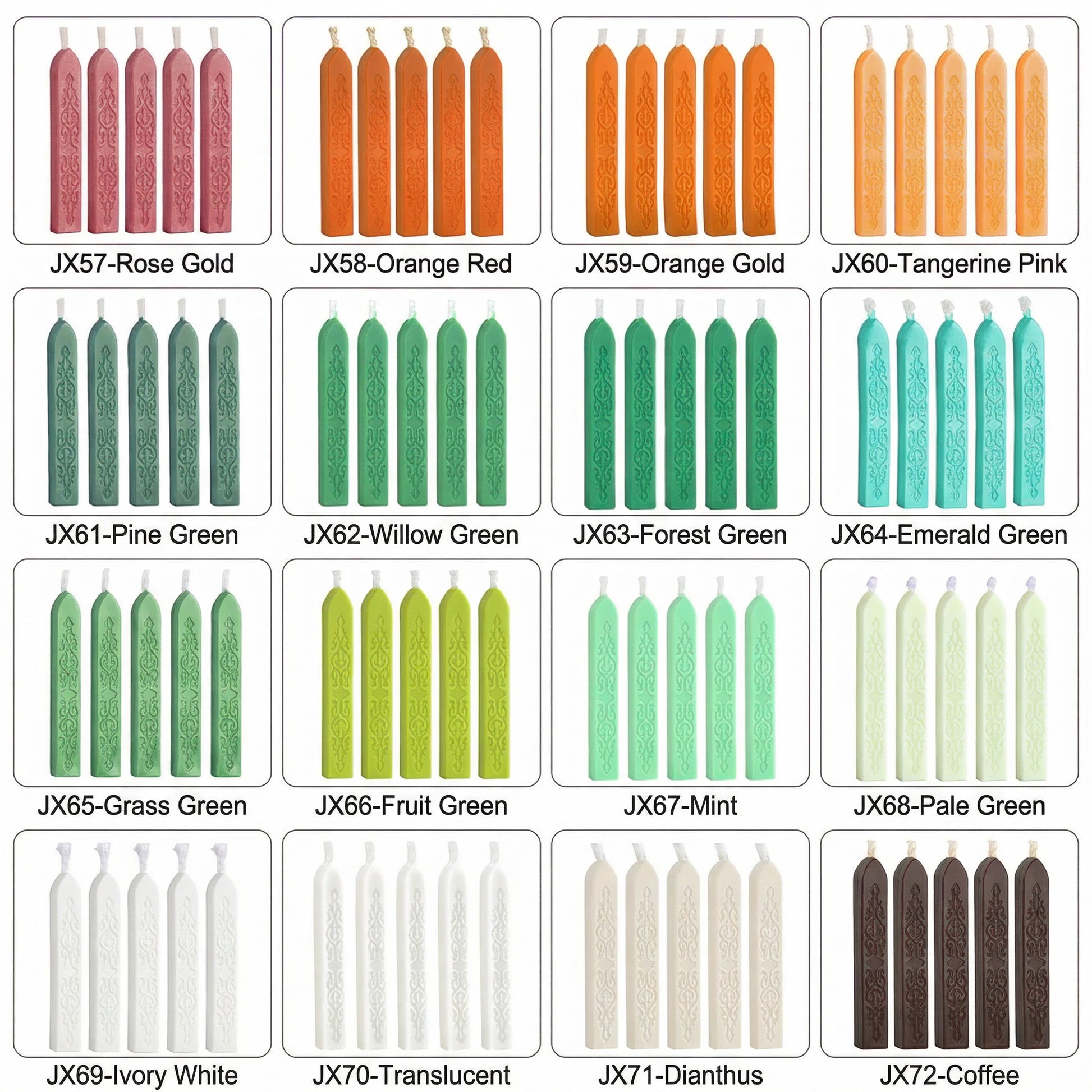 ART EMBOSS 5-piece Sealing Wax Sticks(80 colors)