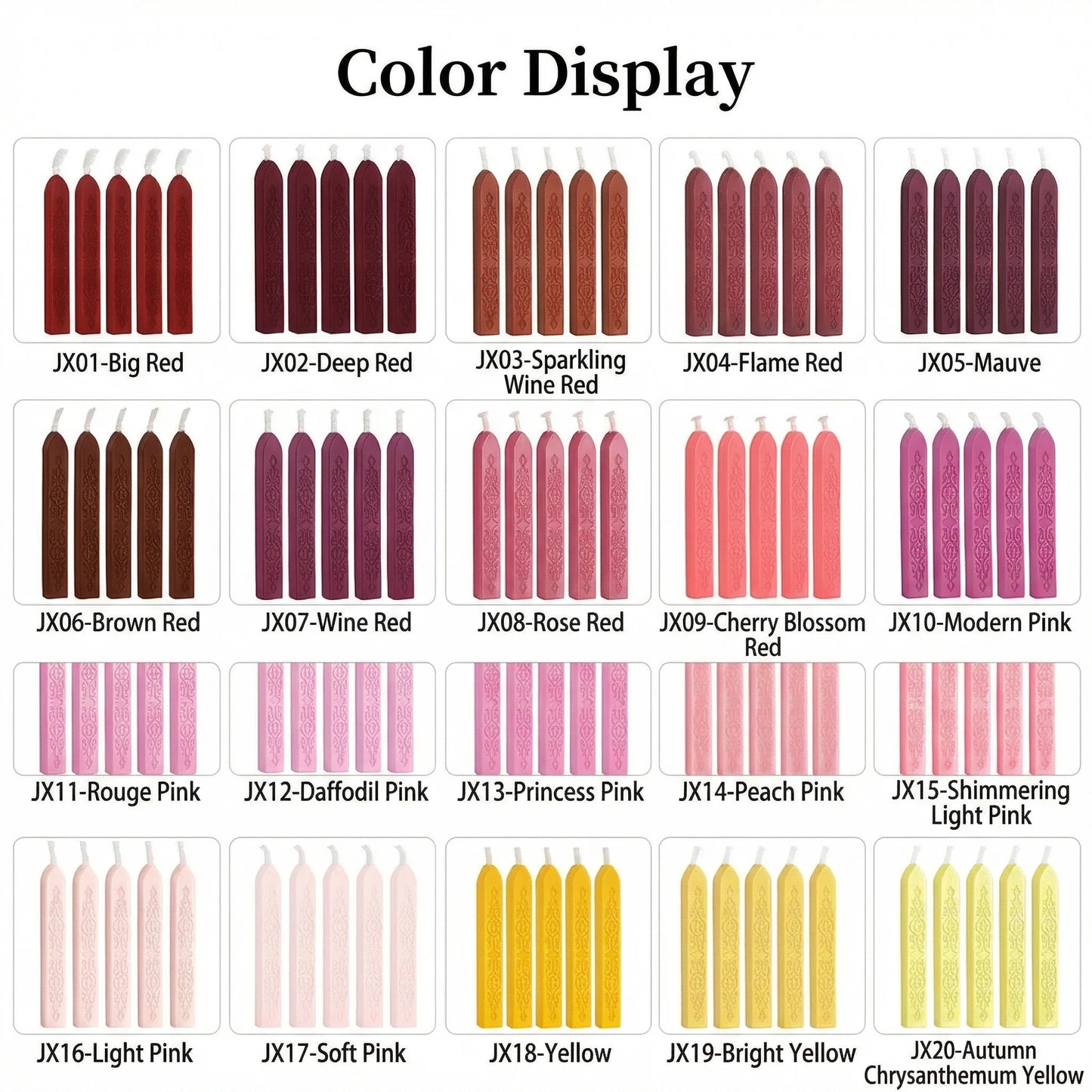 ART EMBOSS 5-piece Sealing Wax Sticks(80 colors)