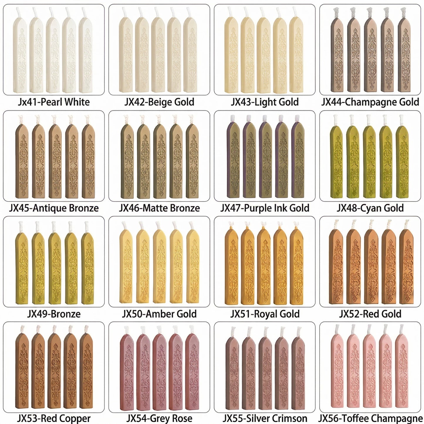 ART EMBOSS 5-piece Sealing Wax Sticks(80 colors)