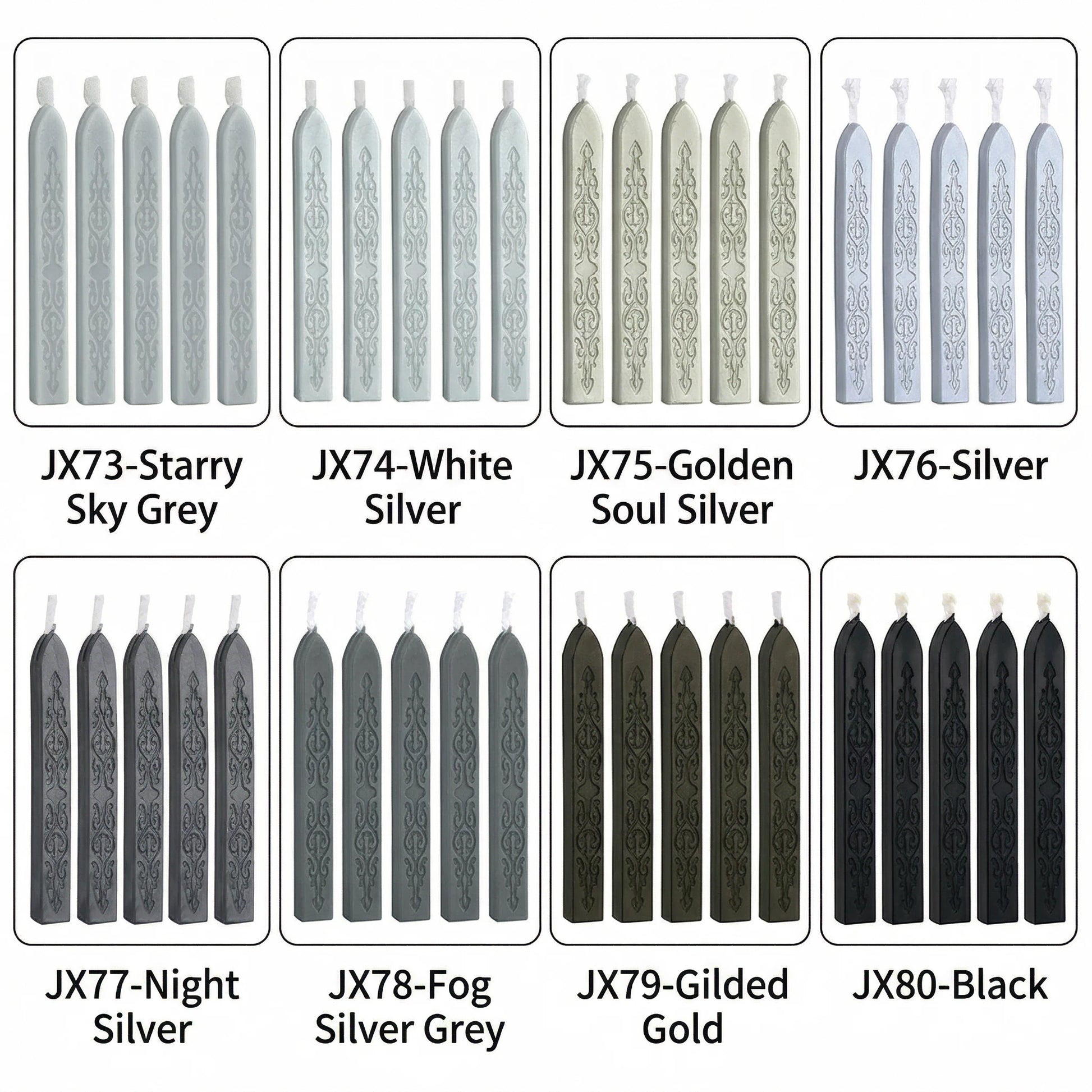 ART EMBOSS 5-piece Sealing Wax Sticks(80 colors)