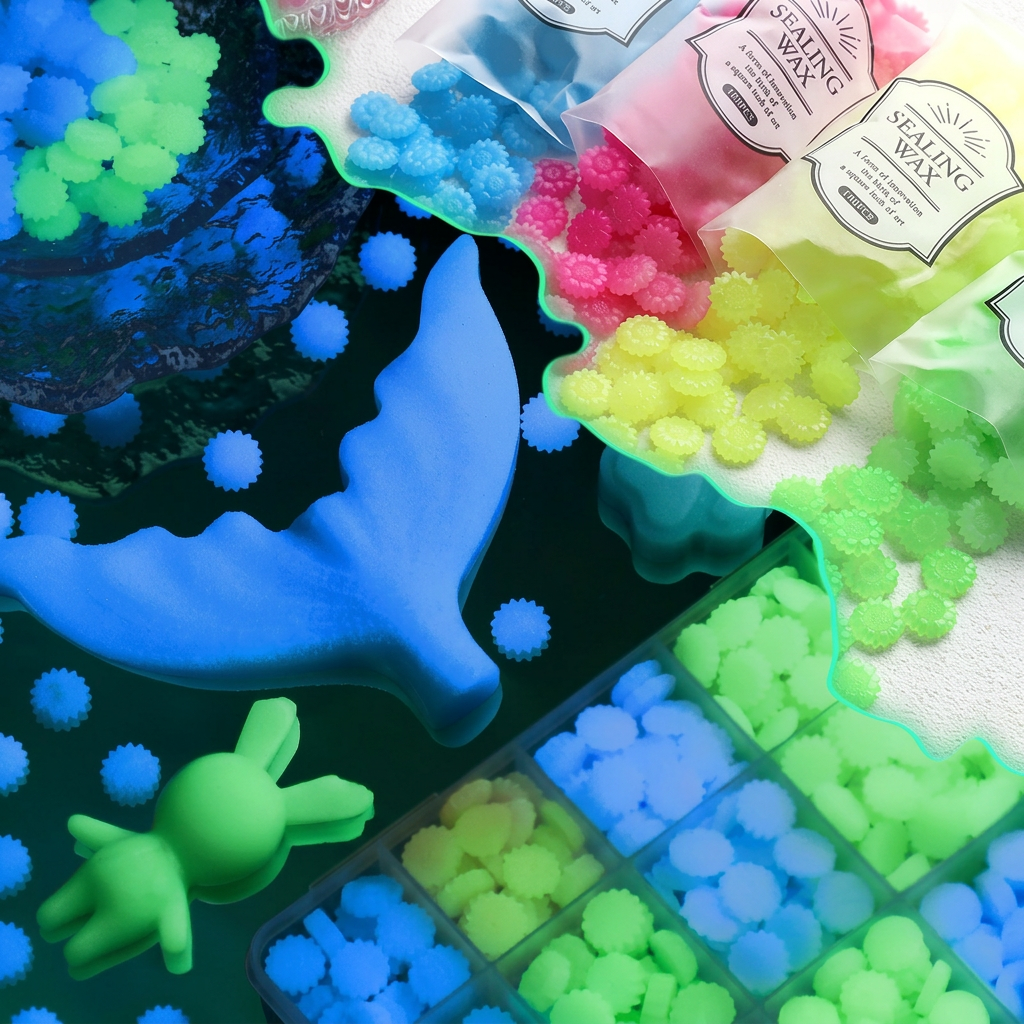 ART EMBOSS 5 Colors Semi-transparent Night Luminous Sealing Wax Beads(100pcs)
