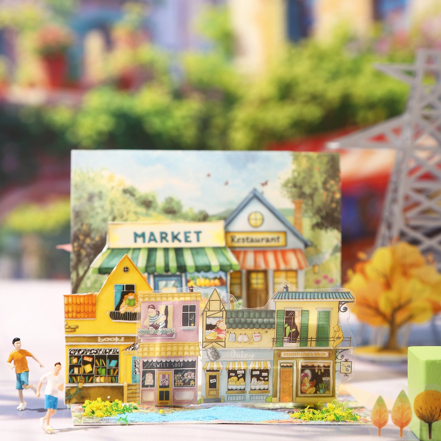 ART EMBOSS Small Town Street Scene Sticker Book – Scenic Journaling Stickers (10 Pieces)