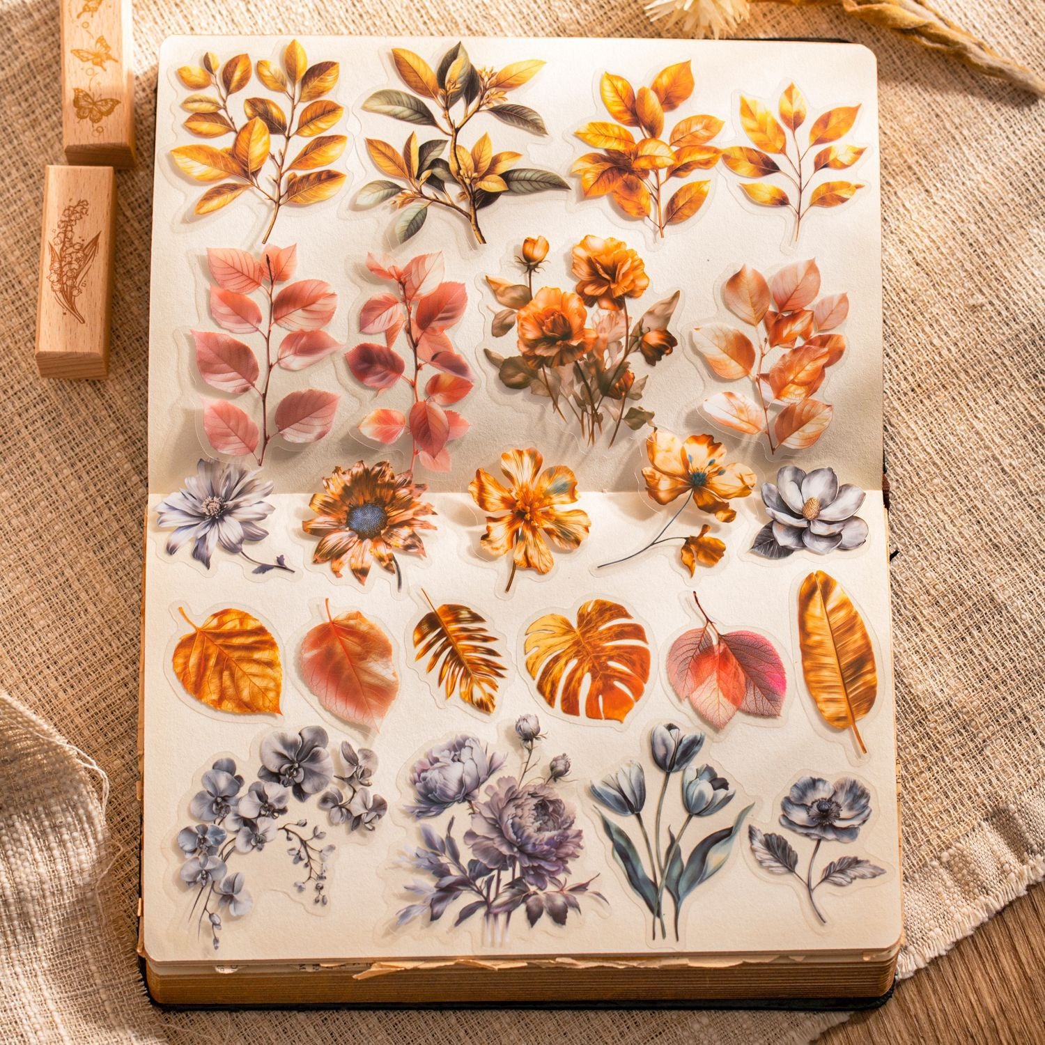 ART EMBOSS Vintage Flower Journaling Stickers(15 Sheets)