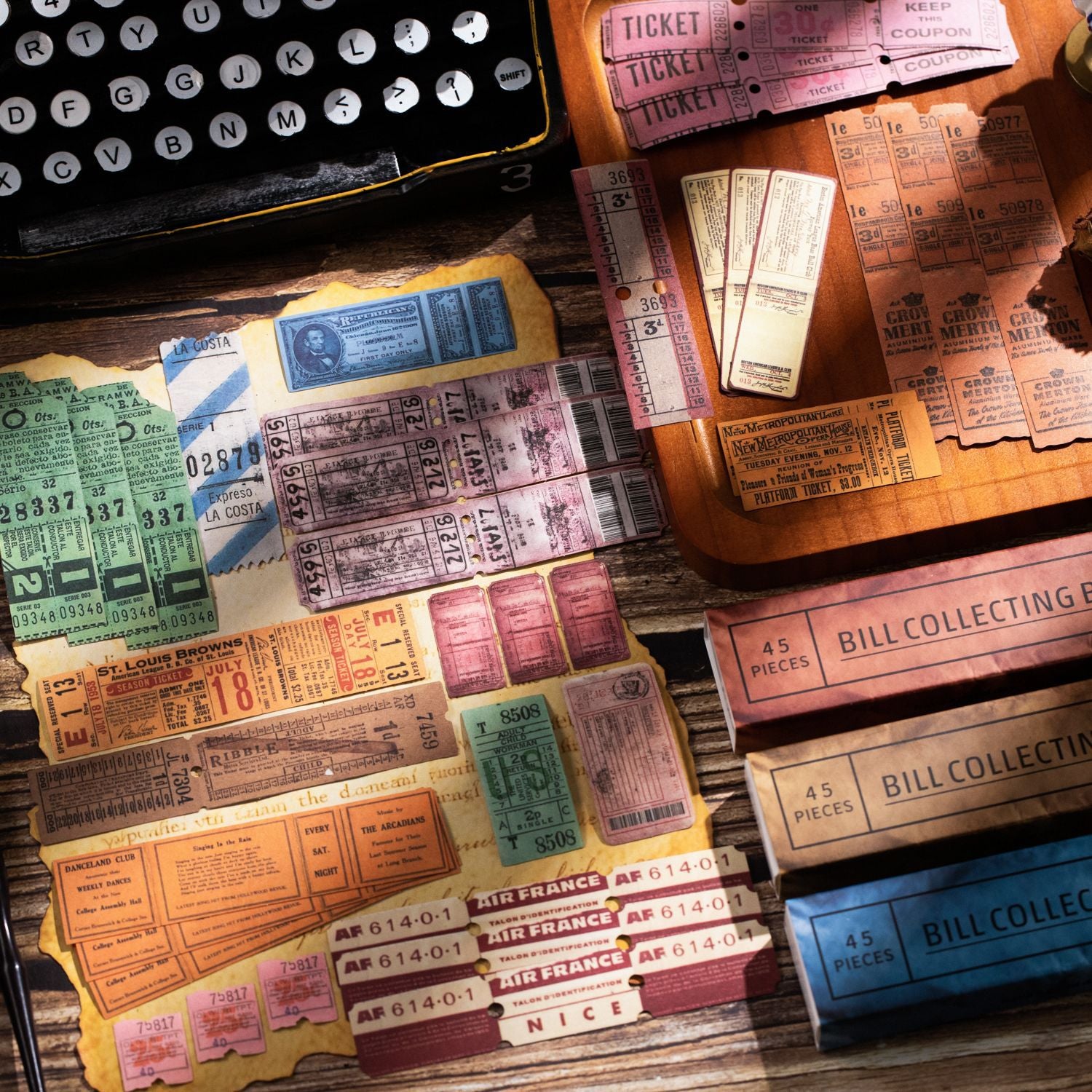 ART EMBOSS Retro Train Ticket Journaling Stickers (15 Sheets)