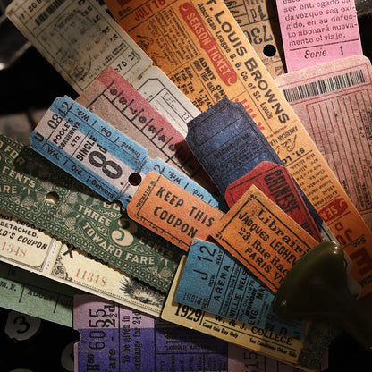 ART EMBOSS Retro Train Ticket Journaling Stickers (15 Sheets)