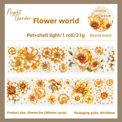 ART EMBOSS Fantasy Night Garden Sticker Tape – Glowing Floral Tape (6 Styles) Flower world