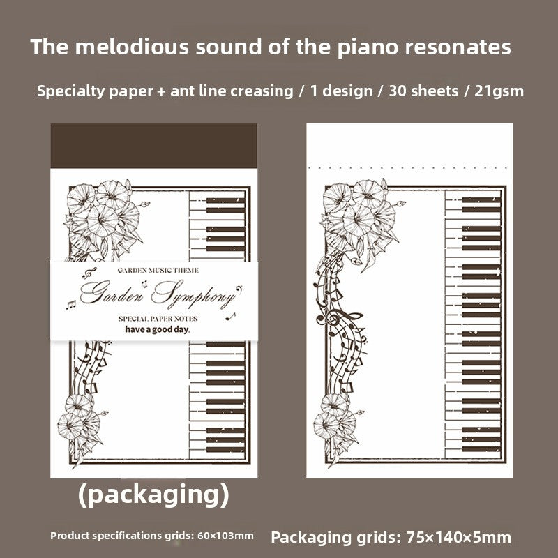 ART EMBOSS Garden Symphony Notepad Set – Floral Memo Paper (30 Pieces) The sound of the piano is melodious