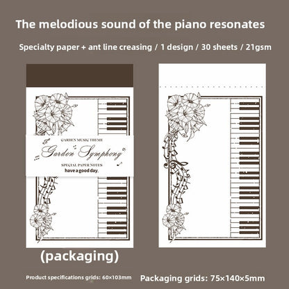 ART EMBOSS Garden Symphony Notepad Set – Floral Memo Paper (30 Pieces) The sound of the piano is melodious