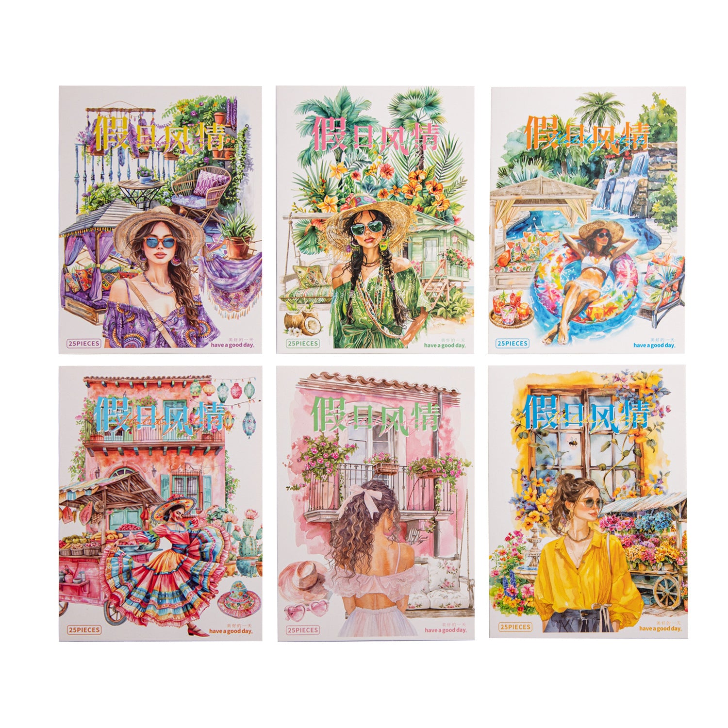 ART EMBOSS Holiday Vibes PET Sticker Pack – Travel Scrapbook Stickers (25 Sheets)