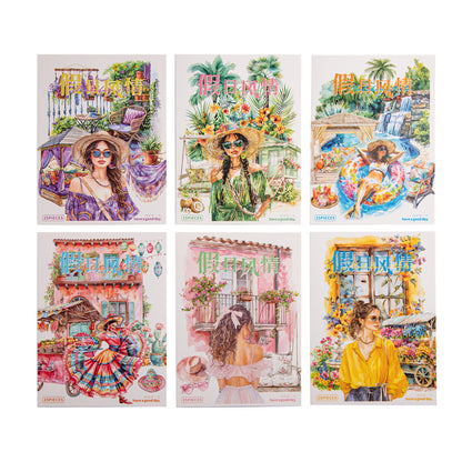ART EMBOSS Holiday Vibes PET Sticker Pack – Travel Scrapbook Stickers (25 Sheets)