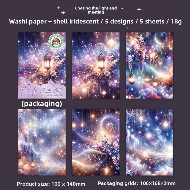 ART EMBOSS Sparkling Lights Sticker Pack – Light-Themed Stickers (5 Sheets) Chasing the light and meeting