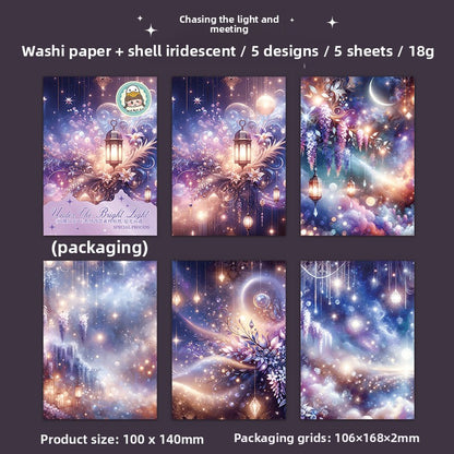 ART EMBOSS Sparkling Lights Sticker Pack – Light-Themed Stickers (5 Sheets) Chasing the light and meeting