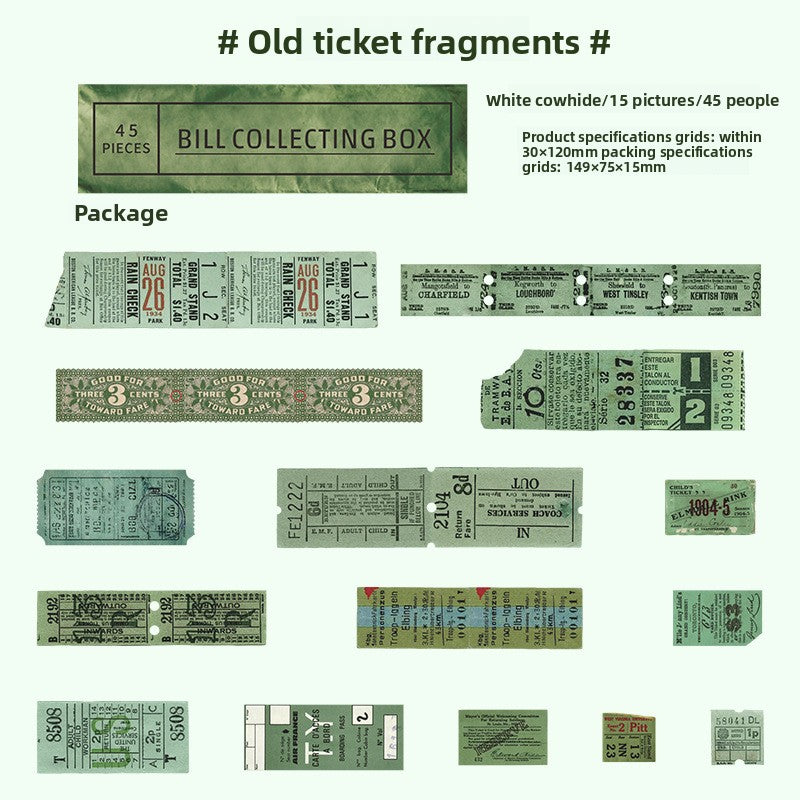 ART EMBOSS Retro Train Ticket Journaling Stickers (15 Sheets) Old ticket fragments