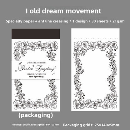 ART EMBOSS Garden Symphony Notepad Set – Floral Memo Paper (30 Pieces) Old dream movement