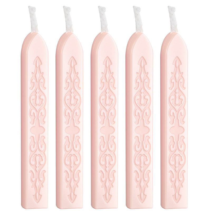 ART EMBOSS 5-piece Sealing Wax Sticks(80 colors) Light pink (5 pieces with sword pattern and core)