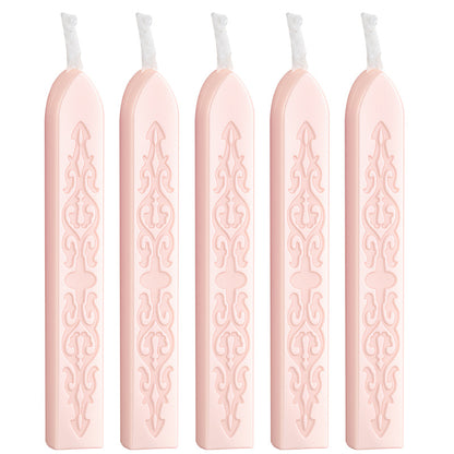 ART EMBOSS 5-piece Sealing Wax Sticks(80 colors) Light pink (5 pieces with sword pattern and core)