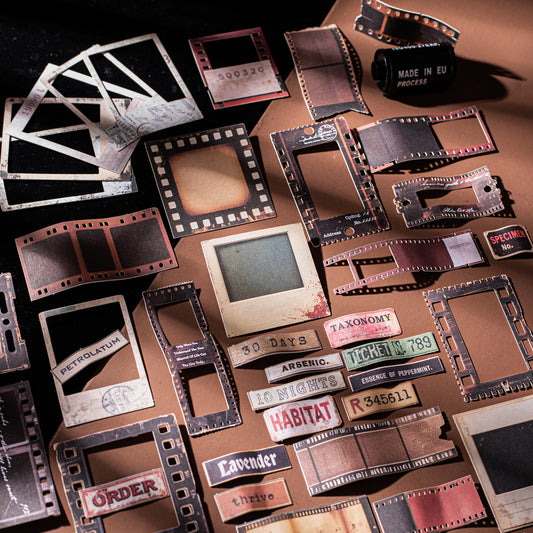 ART EMBOSS Film Memory Sticker Set – Retro Movie Card Stickers (25 Pieces)