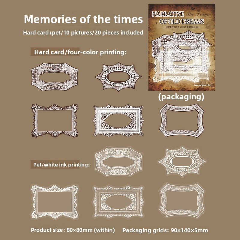 ART EMBOSS Old Dreams Border Sticker Pack(20 Sheets) Memories of the times