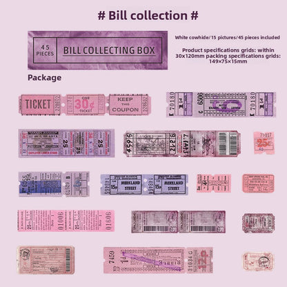 ART EMBOSS Retro Train Ticket Journaling Stickers (15 Sheets) Bill collection
