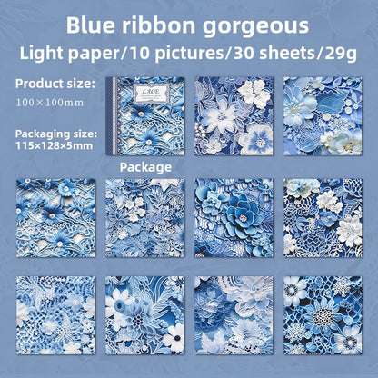ART EMBOSS Lace Texture Paper Pack – Vintage Background Paper (30 Sheets) Blue ribbon gorgeous
