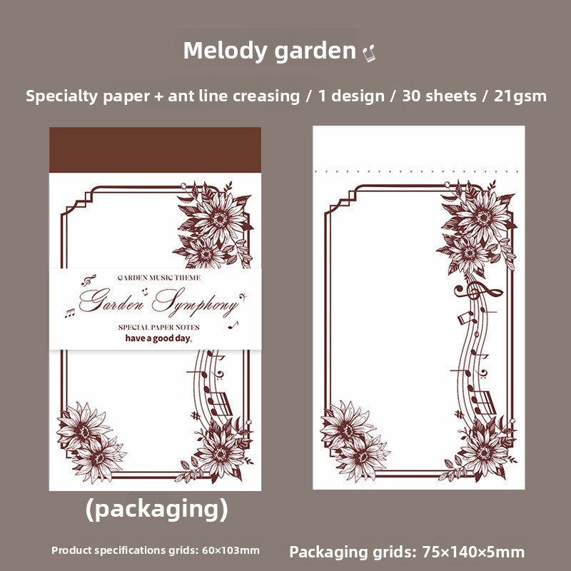 ART EMBOSS Garden Symphony Notepad Set – Floral Memo Paper (30 Pieces) Melody garden