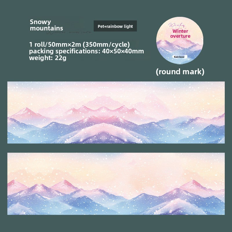 ART EMBOSS Winter Prelude PET Sticker Tape – Winter Scenery Tape (6 Styles) Snowy mountains