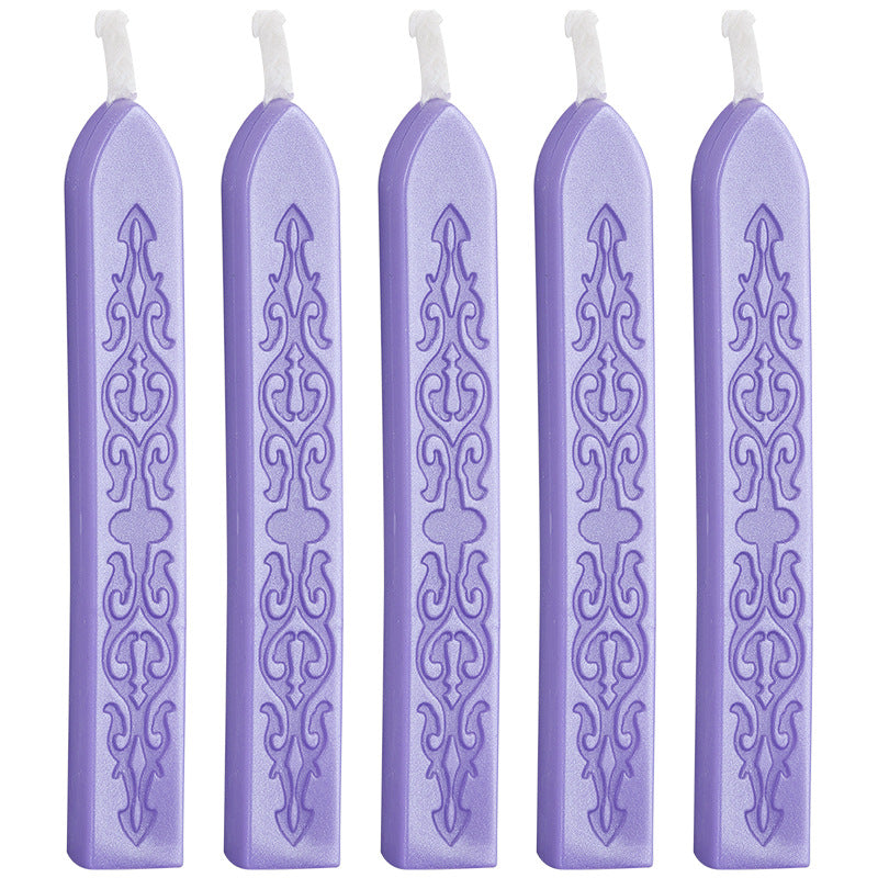 ART EMBOSS 5-piece Sealing Wax Sticks(80 colors) Floating purple (5-pack with core in sword pattern)