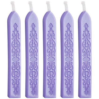 ART EMBOSS 5-piece Sealing Wax Sticks(80 colors) Floating purple (5-pack with core in sword pattern)