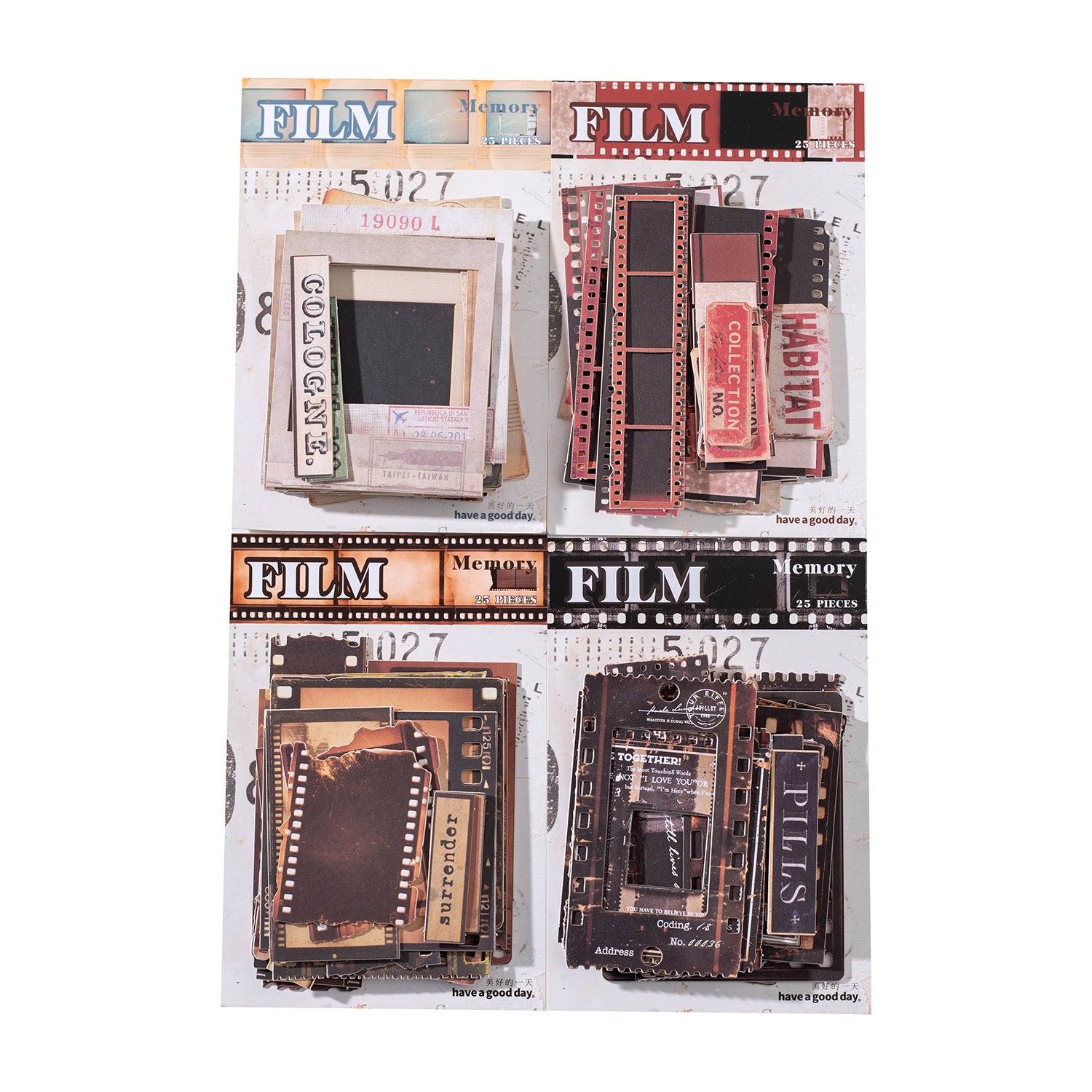 ART EMBOSS Film Memory Sticker Set – Retro Movie Card Stickers (25 Pieces)