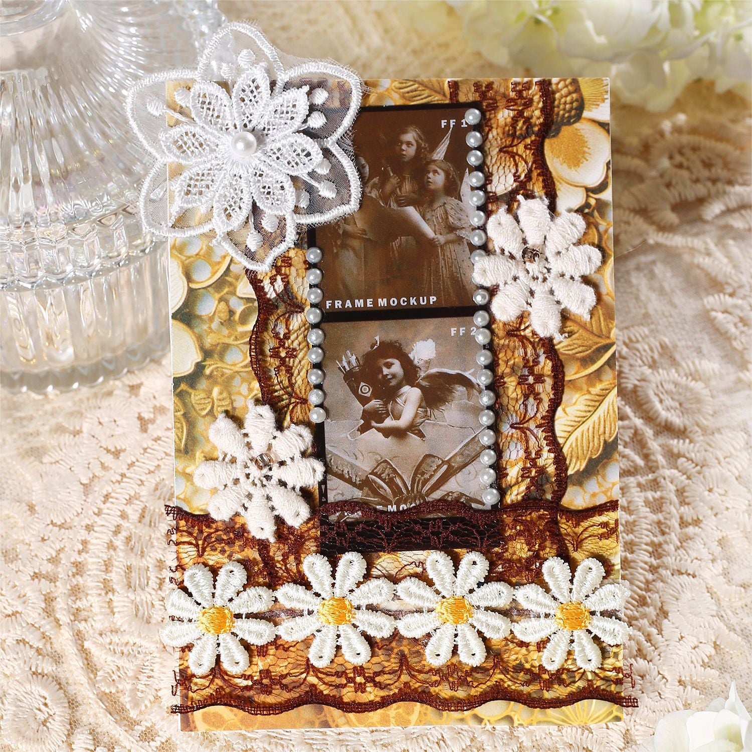 ART EMBOSS Lace Texture Paper Pack – Vintage Background Paper (30 Sheets)