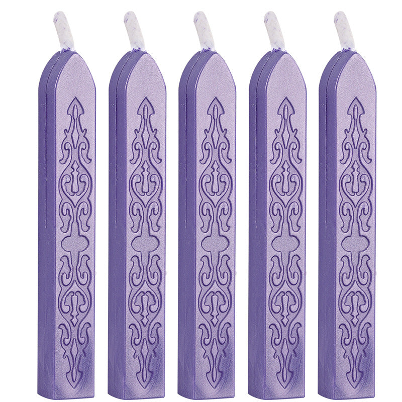 ART EMBOSS 5-piece Sealing Wax Sticks(80 colors) Moonlight purple (5 pieces with sword pattern and core)