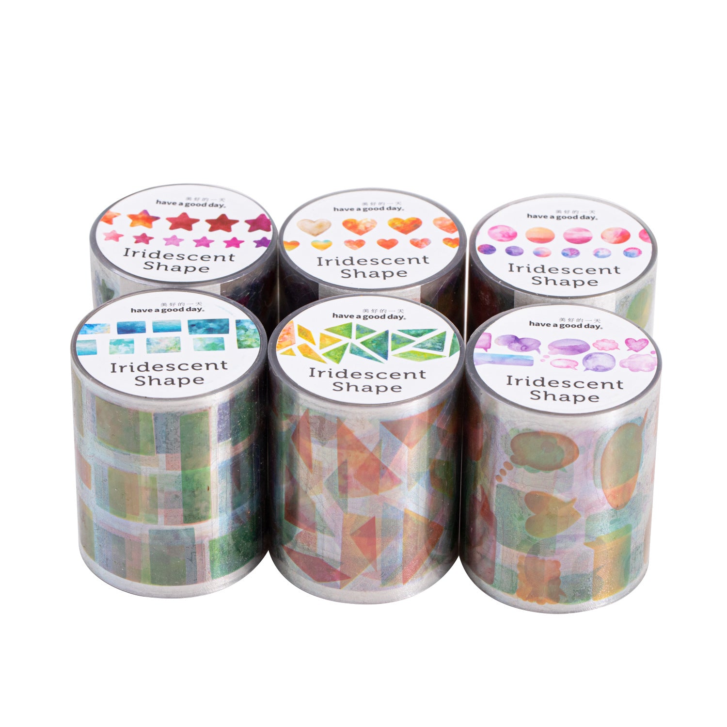 ART EMBOSS Iridescent Shapes Watercolor Stickers(6 Styles)