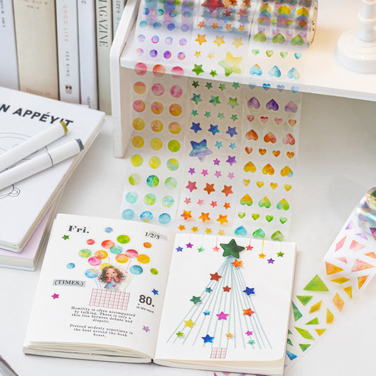 ART EMBOSS Iridescent Shapes Watercolor Stickers(6 Styles)