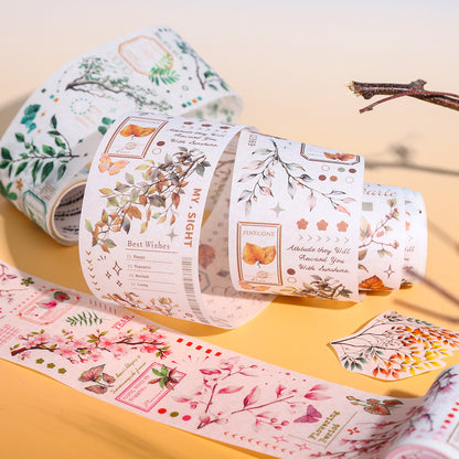ART EMBOSS Branch & Leaf Notes Sticker Tape – Botanical Tape (6 Styles)