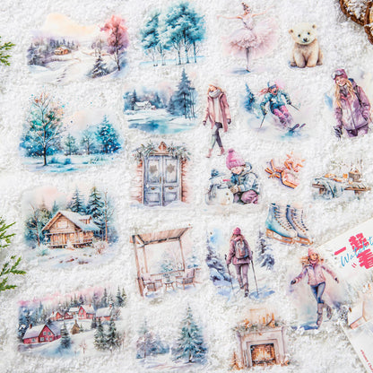 ART EMBOSS Let’s Watch the Snow Sticker Pack – Winter Scene Stickers (25 Sheets)