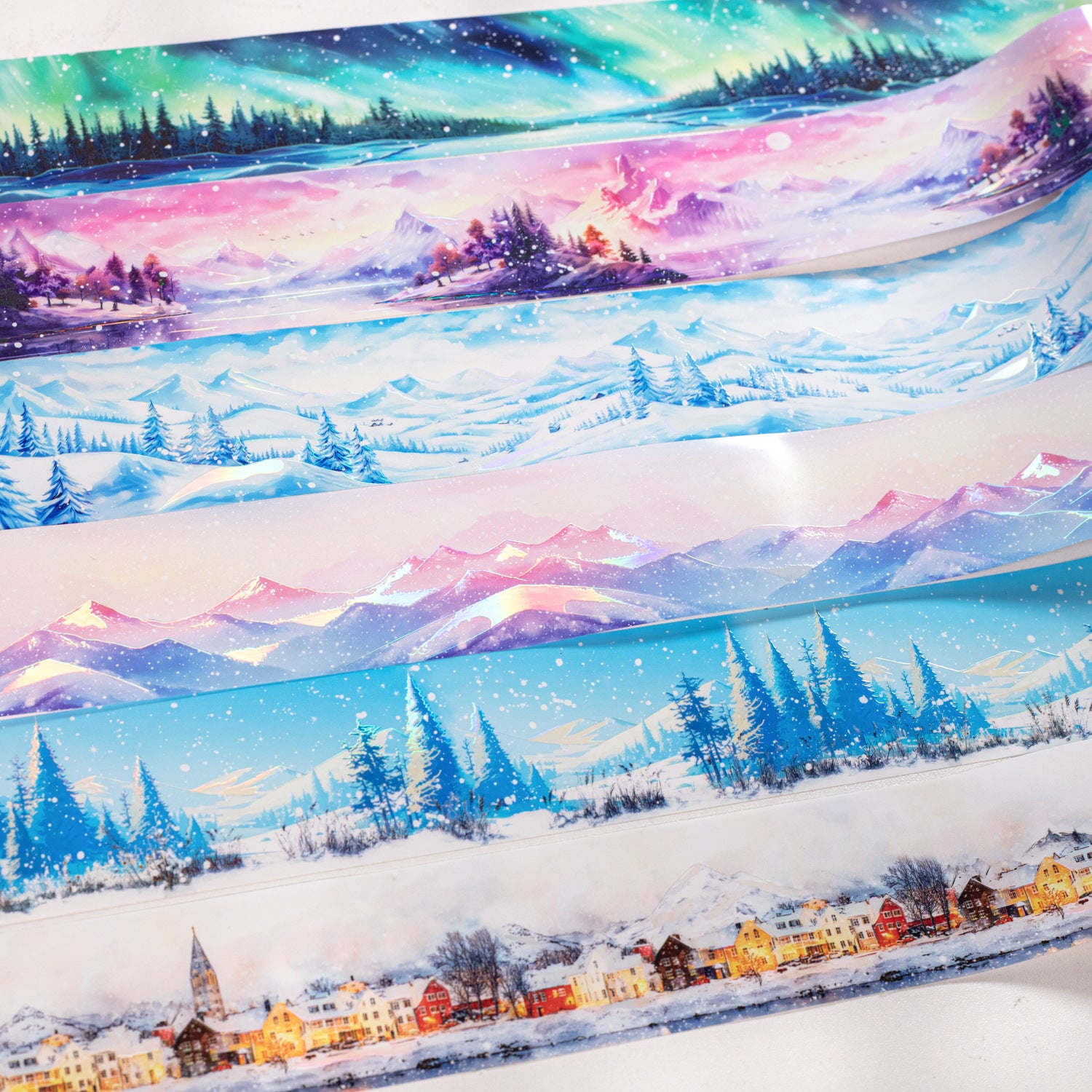ART EMBOSS Winter Prelude PET Sticker Tape – Winter Scenery Tape (6 Styles)