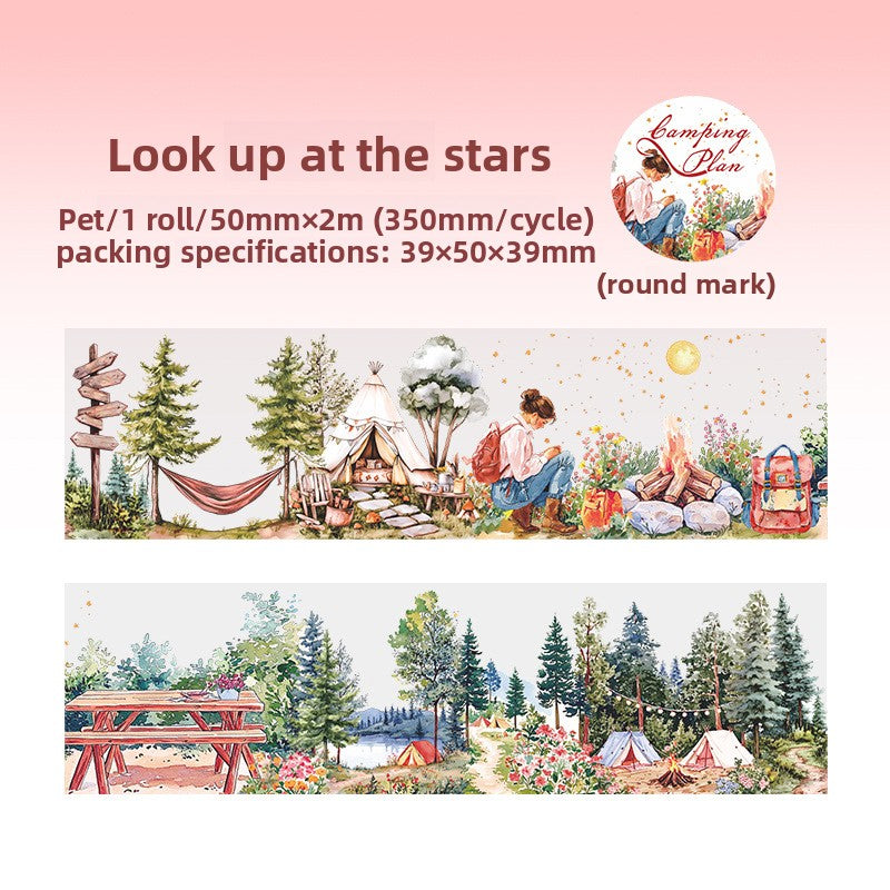 ART EMBOSS Camping Plan Sticker Tape – Outdoor Journaling Tape (6 Options) Look up at the stars