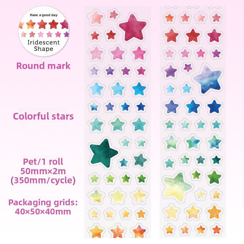 ART EMBOSS Iridescent Shapes Watercolor Stickers(6 Styles) Colorful stars