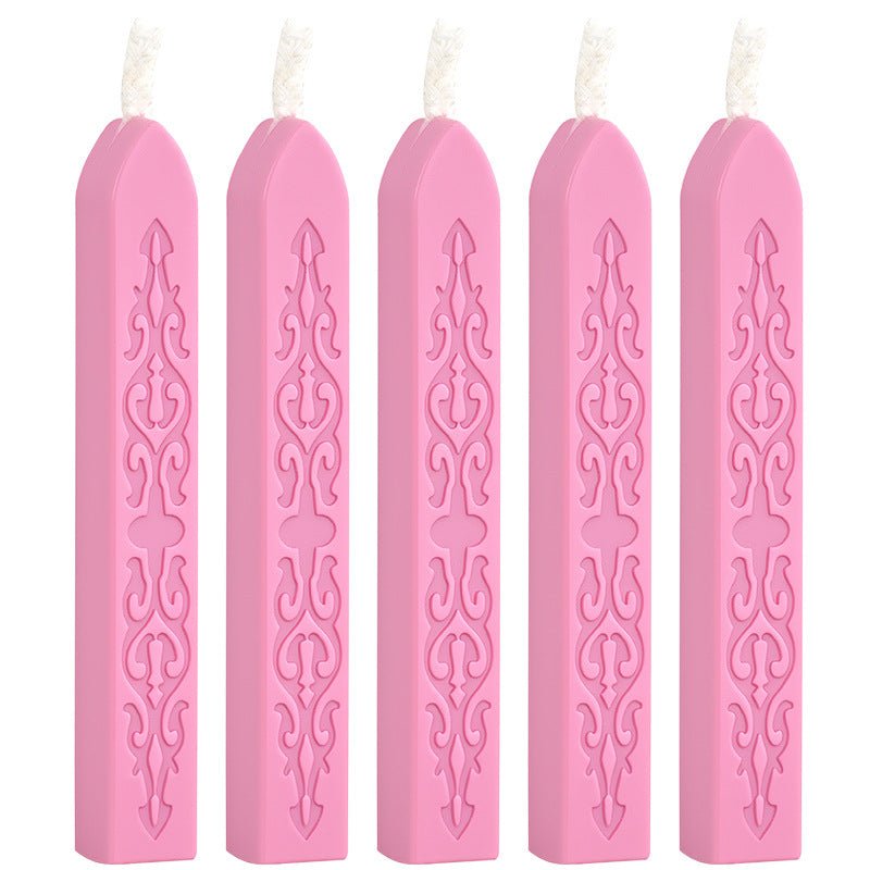 ART EMBOSS 5-piece Sealing Wax Sticks(80 colors) Princess pink (5-piece set with core, sword pattern)