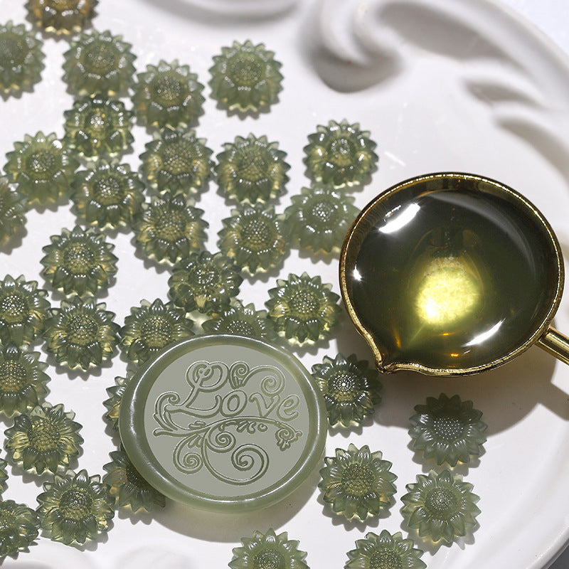 ART EMBOSS 13 Colors Semi-transparent Sealing Wax Beads(100pcs) Semi-transparent—dark bamboo green