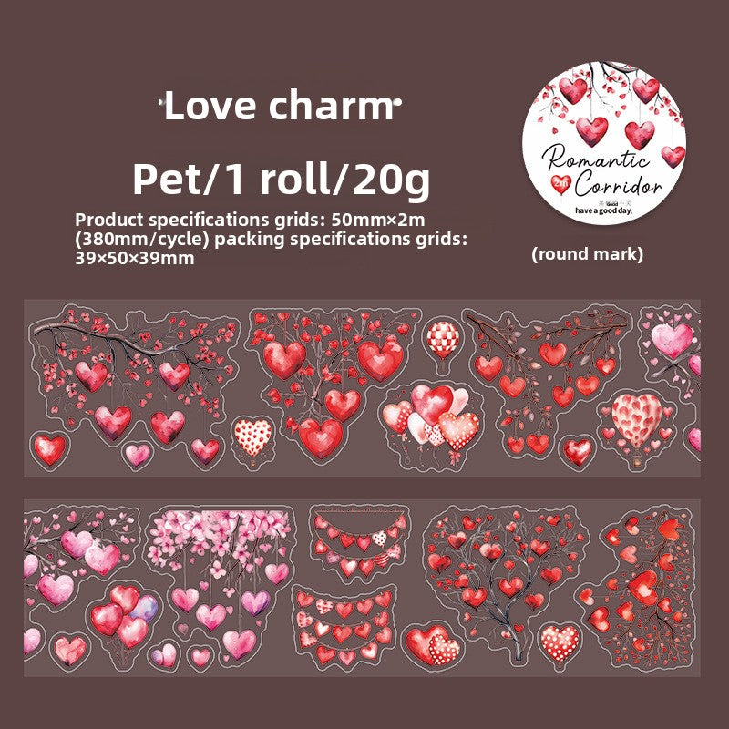 ART EMBOSS Romantic Corridor PET Sticker Tape – Decorative Journaling Tape (4 Styles) Love charm