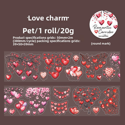 ART EMBOSS Romantic Corridor PET Sticker Tape – Decorative Journaling Tape (4 Styles) Love charm