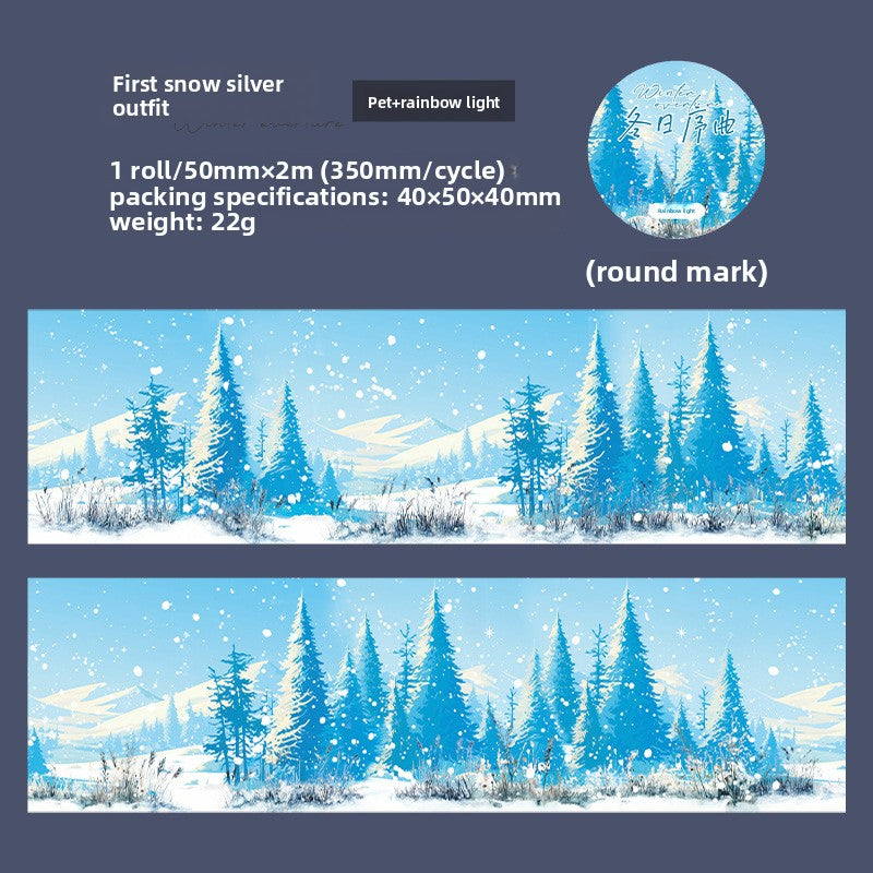 ART EMBOSS Winter Prelude PET Sticker Tape – Winter Scenery Tape (6 Styles) First snow silver outfit