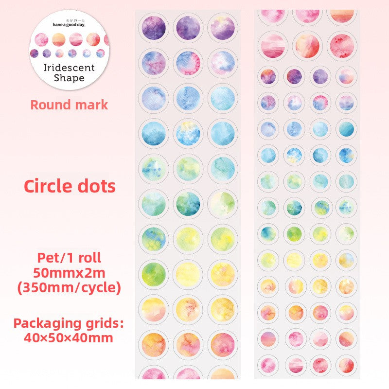 ART EMBOSS Iridescent Shapes Watercolor Stickers(6 Styles) Circle dots