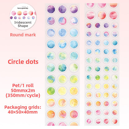 ART EMBOSS Iridescent Shapes Watercolor Stickers(6 Styles) Circle dots