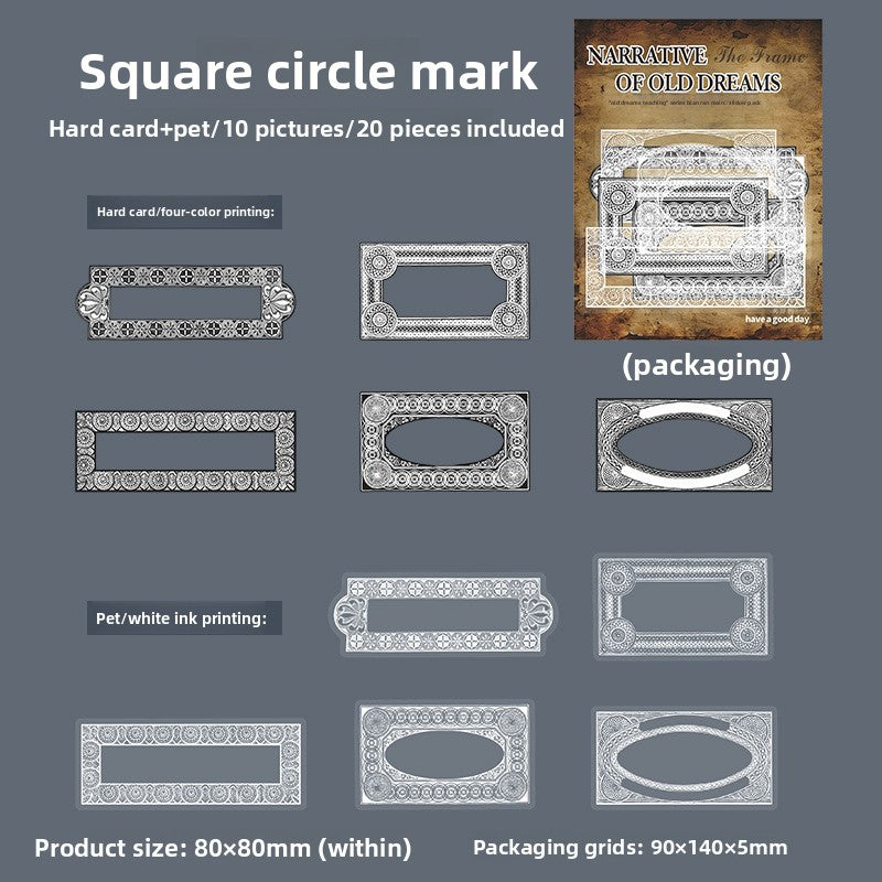ART EMBOSS Old Dreams Border Sticker Pack(20 Sheets) Square circle mark
